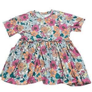NWOT • Vibrant Floral Print Babydoll Top